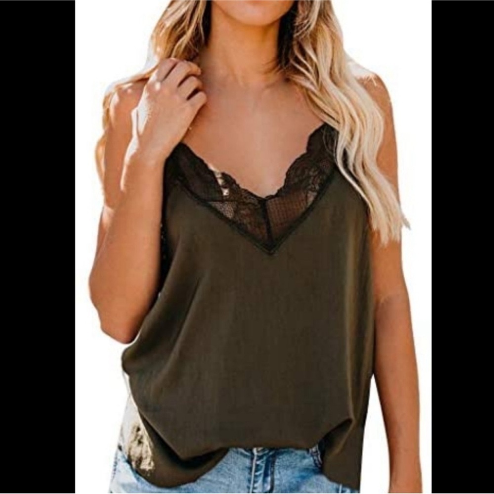 Shinestar Black Lace Trim Camisole Top